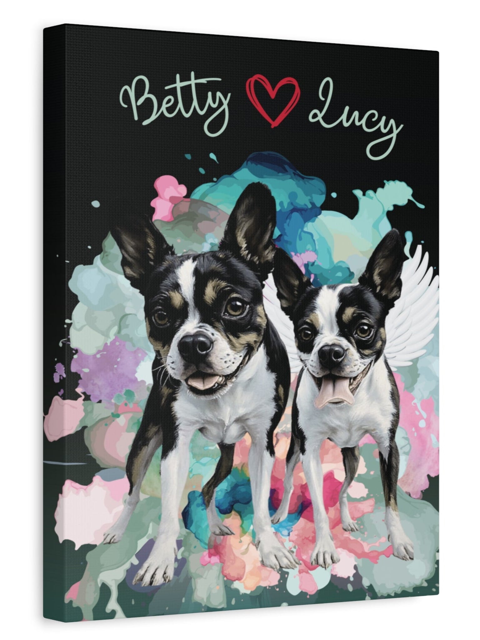 Ethereal Bloom™ custom memorial pet portrait — vertical floral fine art layout