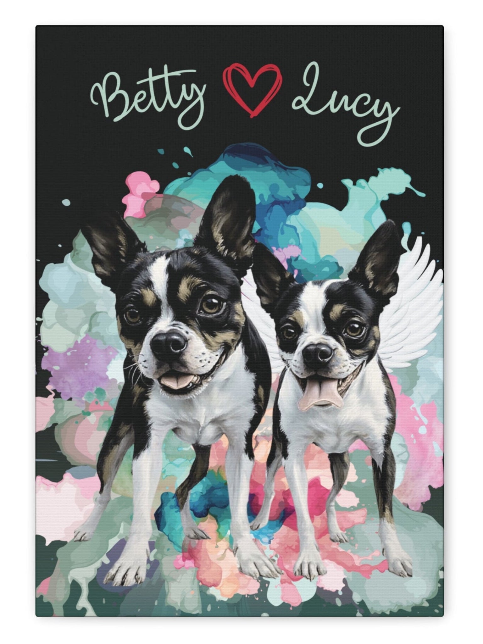Ethereal Bloom™ custom memorial pet portrait — vertical floral fine art layout