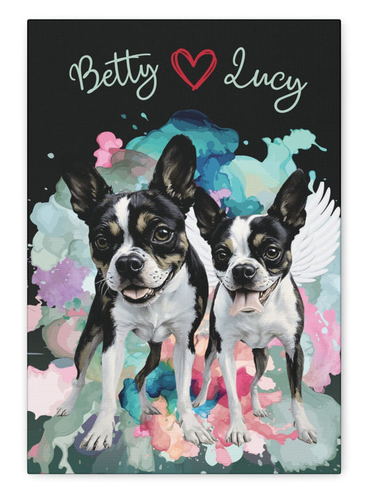 Ethereal Bloom™ custom memorial pet portrait — vertical floral fine art layout