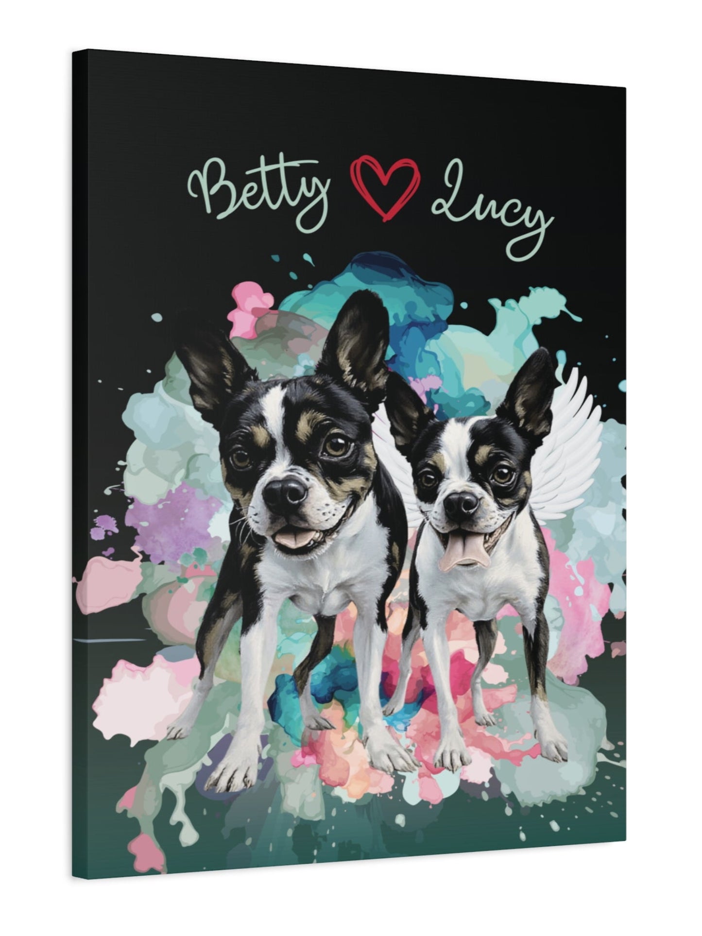 Ethereal Bloom™ custom memorial pet portrait — vertical floral fine art layout