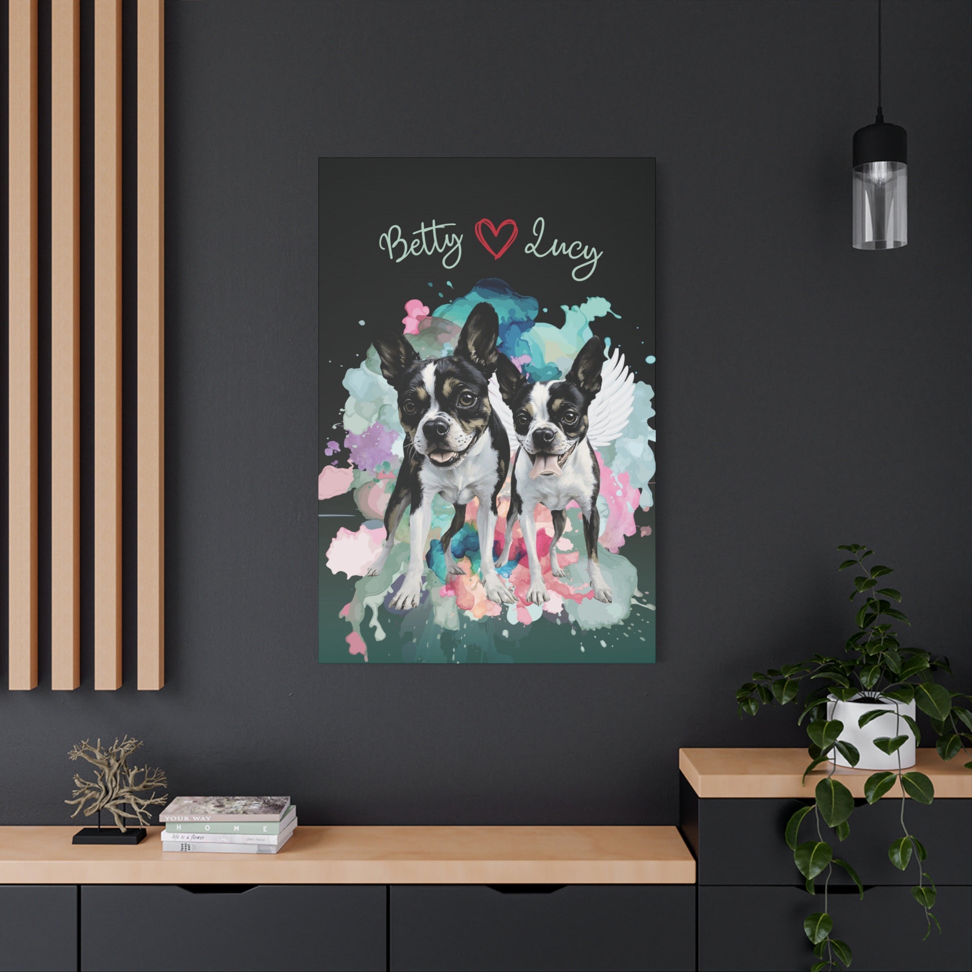 Ethereal Bloom™ custom memorial pet portrait — vertical floral fine art layout