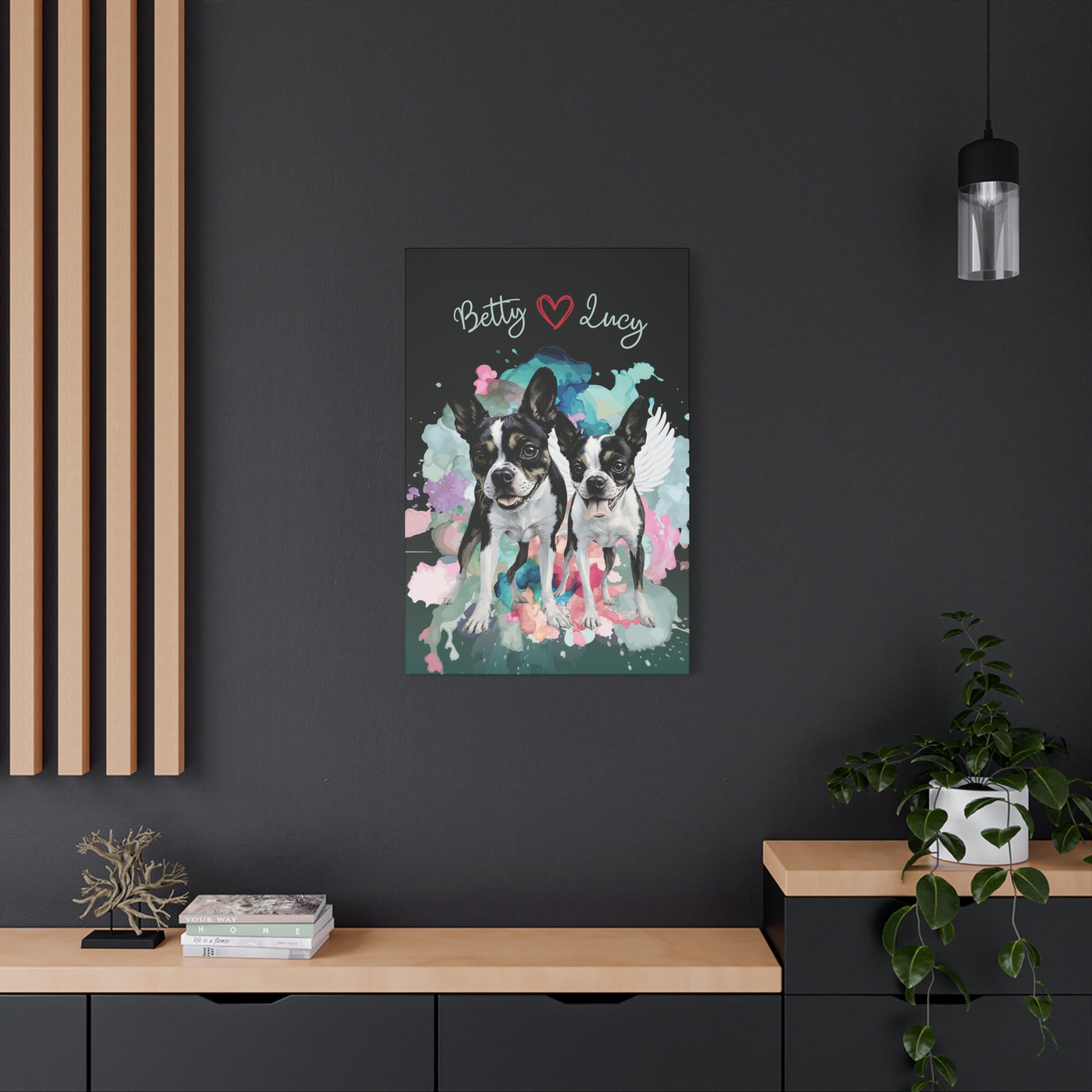 Ethereal Bloom™ custom memorial pet canvas mockup — vertical floral fine art layout